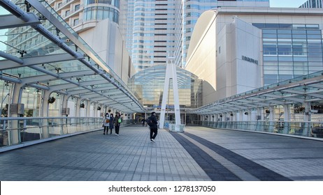 Yokohama, Japan-January 3, 2018: Promenade Way To Yokohama Grand InterContinental Hotel In Minato Mirai District.