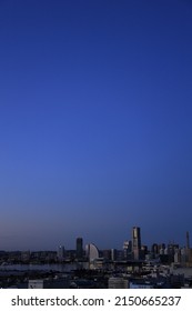 Yokohama Minatomirai 21 in Japan (view from Shinkoyasu) (before dawn)