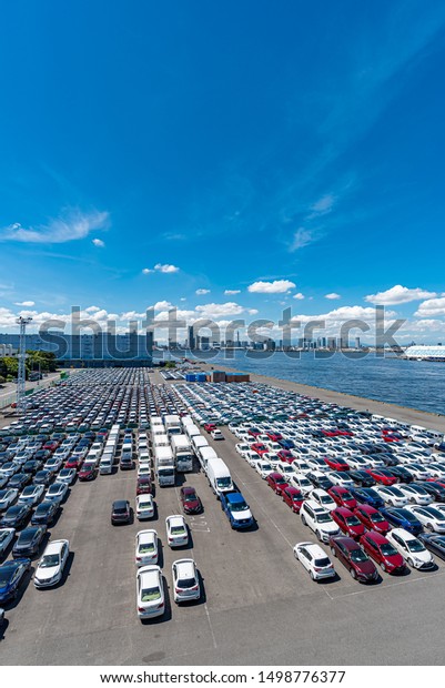 Yokohama,Kanagawa/Japan-2019SEP07 Cars Export Terminal
at Daikoku wharf,
