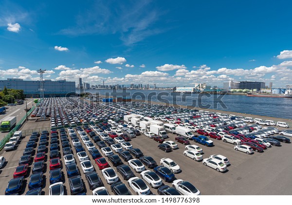 Yokohama,Kanagawa/Japan-2019SEP07 Cars Export Terminal\
at Daikoku wharf,\
