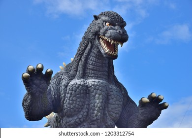 YOKOSUKA, Japan - Oct 6, 2018: Godzilla statue in KurihamaYokosuka, Godzilla is very popular in movie or animation.