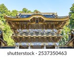 Yomeimon gate of Nikko Tosho gu shrine in Nikko, Tochigi Prefecture, Japan. Translation: "Tosho Dai Gongen",  the  Emperor Go Mizunoo