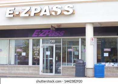 Yonkers, New York  - July 3, 2019: A New York E-ZPass Service Center In Westchester County. Customer Service Issues E‑ZPass Transponder Or Tags And Violations Are Paid. 