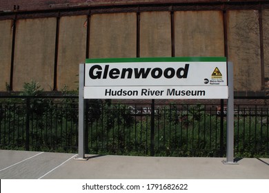 Yonkers, NY, USA - August 2015: Sign Of The Glenwood Station Near The Hudson River Museum