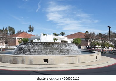 YORBA LINDA, CALIFORNIA - FEBRUARY 24, 2017: Fountain At The Richard Nixon Library And Birthplace. The Presidential Library And Museum And Final Resting Place Of The 37th President.