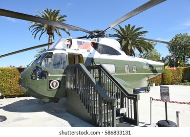 YORBA LINDA, CALIFORNIA - FEBRUARY 24, 2017: Marine One Nixon Library. The Helicopter Was Used By 4 Presidents, Kennedy, Johnson, Nixon And Ford.