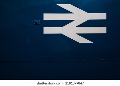 York, England 27 March 2022. The British Rail Symbol On The Side Of A Train At The National Railway Museum In York, UK