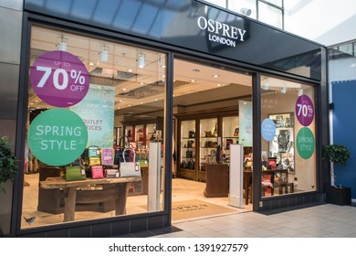 York / Great Britain - March 29, 2019 : Entrance To Osprey Fashion Aaccessory Shop Store Showing Window Display, Sign, Signage, Logo And Branding.