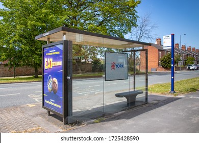 York UK, 7th May 2020: Photo Of A British Public Transport Bus Stop Located In The Town Of York In North Yorkshire In The UK