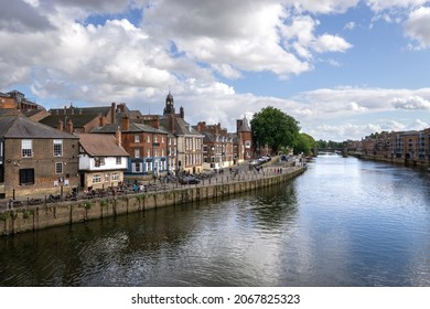 York, UK - September 26 2021: Quayside And Riverside Walk, River Ouse, York, England