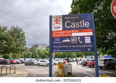 York, UK - September 26 2021: Clifford's Tower York Castle Car Park Sign,