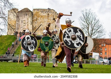 York, United Kingdom - February 22 2020: Vikings At York Minster During JORVIK Viking Festival