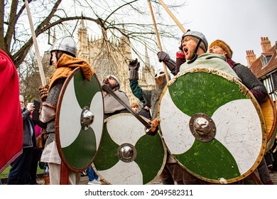 York, United Kingdom - February 22 2020: Vikings At York Minster During JORVIK Viking Festival