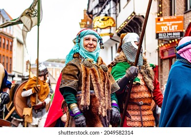 York, United Kingdom - February 22 2020: Vikings At York Minster During JORVIK Viking Festival