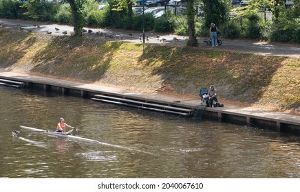 York, West Yorkshire  UK - August 10th 2021: Female Rower River Ouse, York