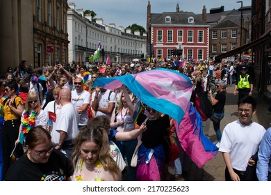 York, Yorkshire, UK. July 18, 2022. York Pride Parade. Crowd Walking In Procession