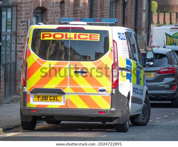 York, Yorkshire  UK July 22nd 2021: Police van\
parked down side street\
York