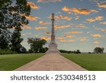 Yorktown Victory Monument at Yorktown Battlefield, part of Colonial National Historical Park in Virginia.  Commemorates American Revolutionary War 1781 victory at Yorktown and alliance with France.