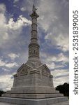 Yorktown Victory Monument at Yorktown Battlefield, part of Colonial National Historical Park in Virginia.  Commemorates American Revolutionary War 1781 victory at Yorktown and alliance with France.