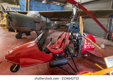 York.Yorkshire.United Kingdom.February 16th 2022.An air command 532 elite sport gyrocopter is on display at the Yorkshire air museum