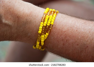 Yoruba African Culture Orishas Bearded Bracelet. Religious Syncretism. Hand Made Souvenir.