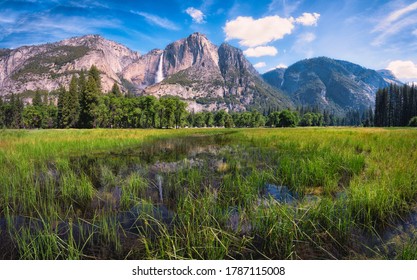 Yosemite Falls From Yosemite Valley, California In The Usa