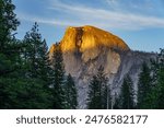 Yosemite Half Dome with golden color in Sunset