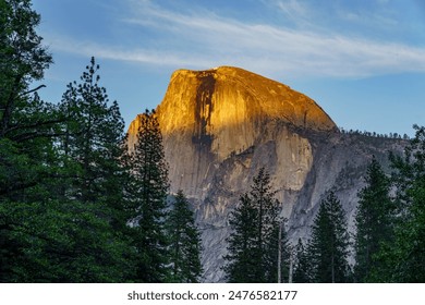 Yosemite Half Dome with golden color in Sunset - Powered by Shutterstock