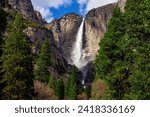 Yosemite National Park, renowned for its breathtaking scenery, characterized by towering granite cliffs, majestic waterfalls, lush valleys, and ancient sequoia trees, Bridalveil Fall, Yosemite Falls