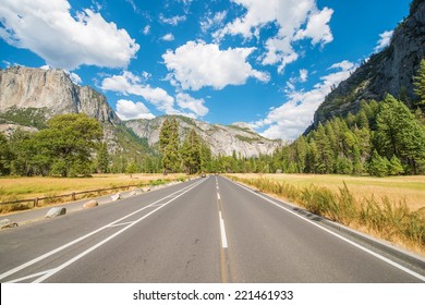 Yosemite Trip. Yosemite National Park Interior Road Through The Park. California, United States.