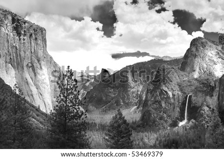 Yosemite Valley in black and white ala Ansel Adams