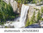 Yosemite Vernal Fall overview from Clark point Mist Trail