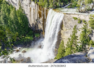 Yosemite Vernal Fall overview from Clark point Mist Trail - Powered by Shutterstock