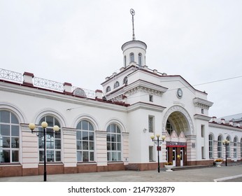 YOSHKAR-OLA. RUSSIA. 09 OCTOBER 2021 : Railway station in Yoshkar-Ola. Mari El Republic. Russia
