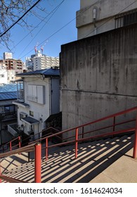 Yotsuya, Japan - January 20 2019: Famous And Iconic Stairs Of Suga Shrine As Seen In Kimi No Na Wa Anime In Yotsuya, Tokyo, Japan

