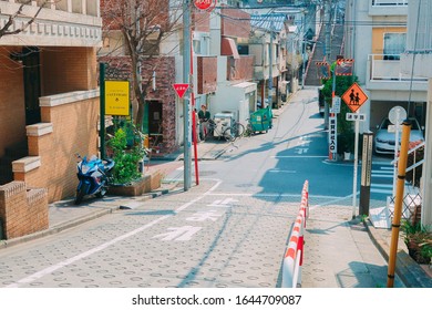 Yotsuya, Japan - March 27 2019: Famous And Iconic Stairs Of Suga Shrine As Seen In Kimi No Na Wa Anime In Yotsuya, Tokyo, JapanKimi No Na Wa Real Life Location. 