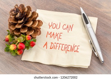 You Can Make A Difference Reminder - Handwriting On A Napkin