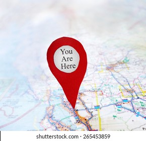 You Are Here Locator Symbol On A Map                               