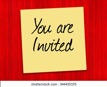 You Invited Text On Yellow Sticky Stock Photo 344435195 | Shutterstock