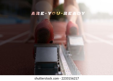 Are you ready for new year.Runner feet running on shadow feet closeup on shoe. woman fitness. - Shutterstock ID 2233156217