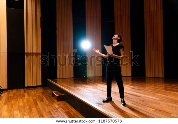 Young actor in a
theater.