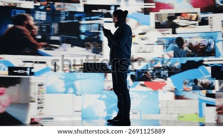Young addicted guy obsessing over social media presence at all times, isolation in the real world and anxiety building up. Obsessive dangerous doomscrolling and overuse. Camera B.