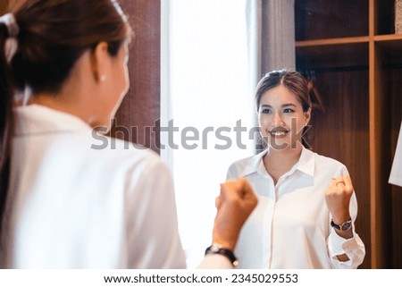 Image, Stock Photo Women preparing to go train and achieve their goals. Friendship support, reinforcement, encourage.