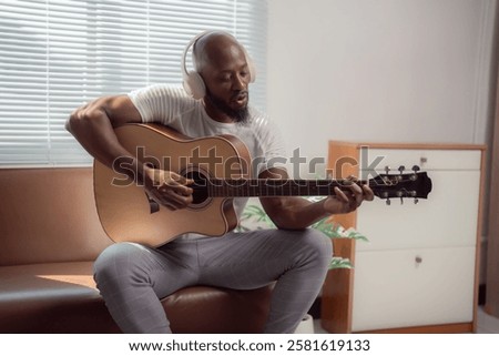 Similar – Image, Stock Photo Stylish man enjoying his time in a natural environment