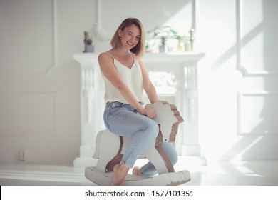 girl on a rocking horse