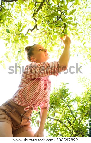 Similar – Senior woman and little girl picking apples from tree