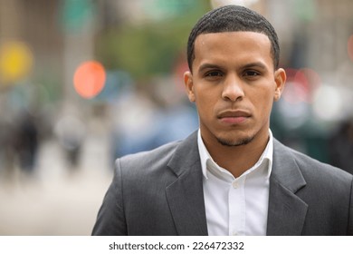 Young African American Black Latino Man Serious Face Portrait