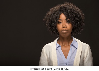 Young African American Black Woman Serious Face Portrait