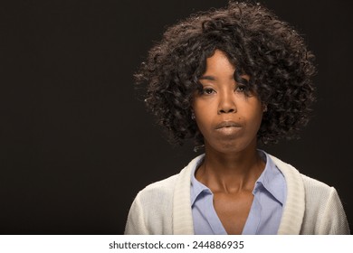 Young African American Black Woman Serious Face Portrait