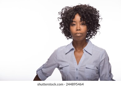 Young African American Black Woman Serious Face Portrait